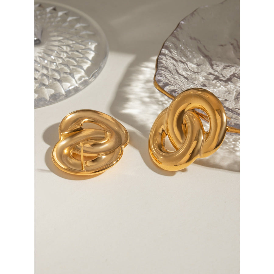 18K Gold-Plated Stainless Steel Knotted Earrings Gold / One Size Apparel and Accessories