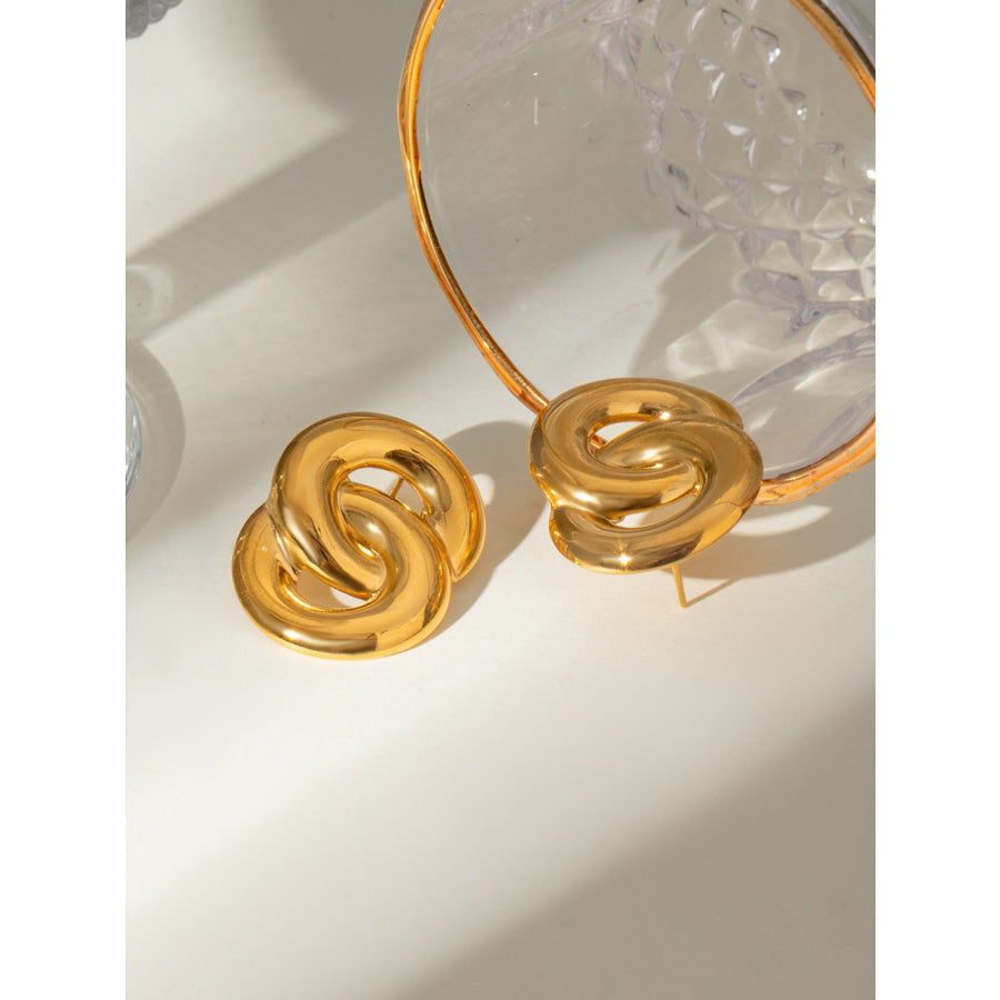 18K Gold-Plated Stainless Steel Knotted Earrings Gold / One Size Apparel and Accessories