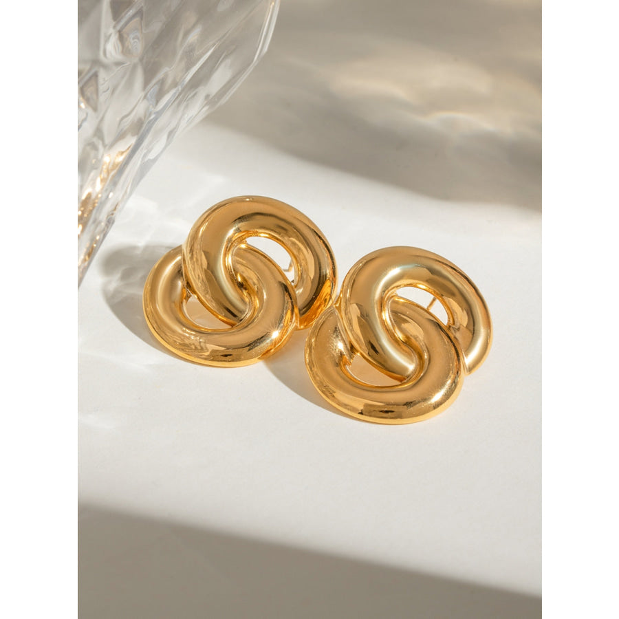 18K Gold-Plated Stainless Steel Knotted Earrings Gold / One Size Apparel and Accessories