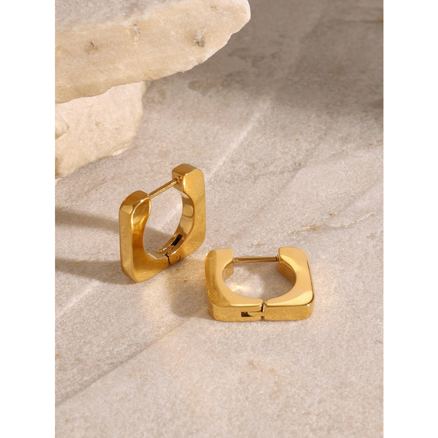 18K Gold-Plated Stainless Steel Square Earrings Apparel and Accessories