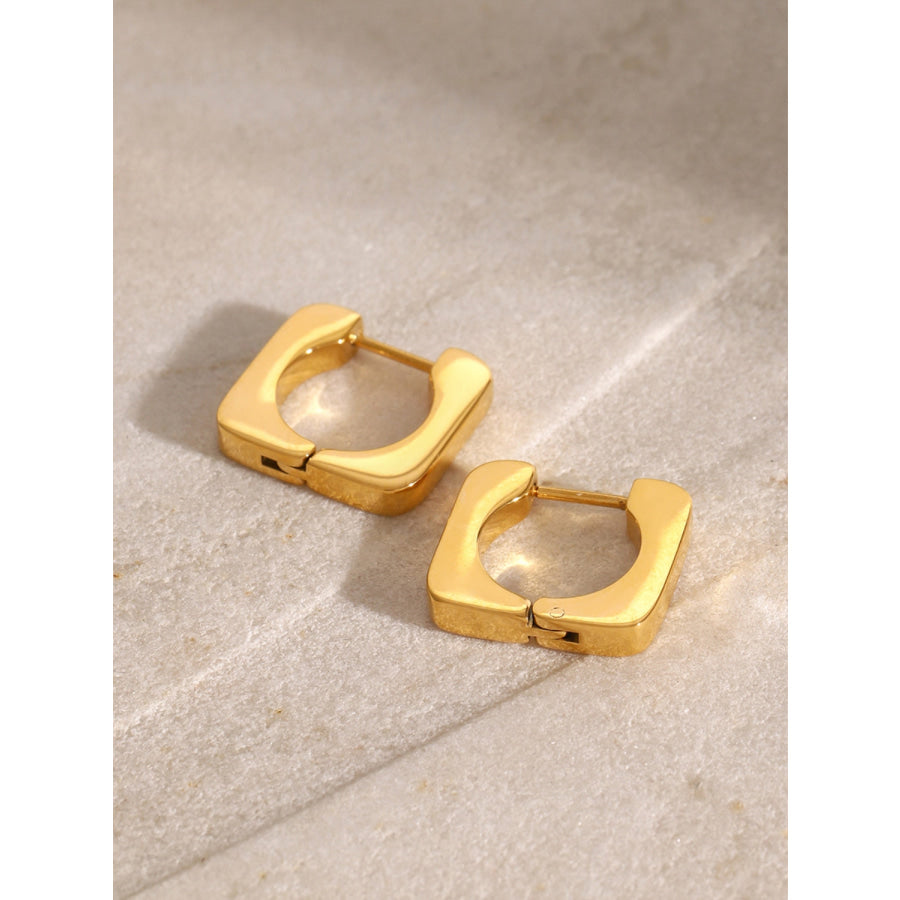 18K Gold-Plated Stainless Steel Square Earrings Apparel and Accessories