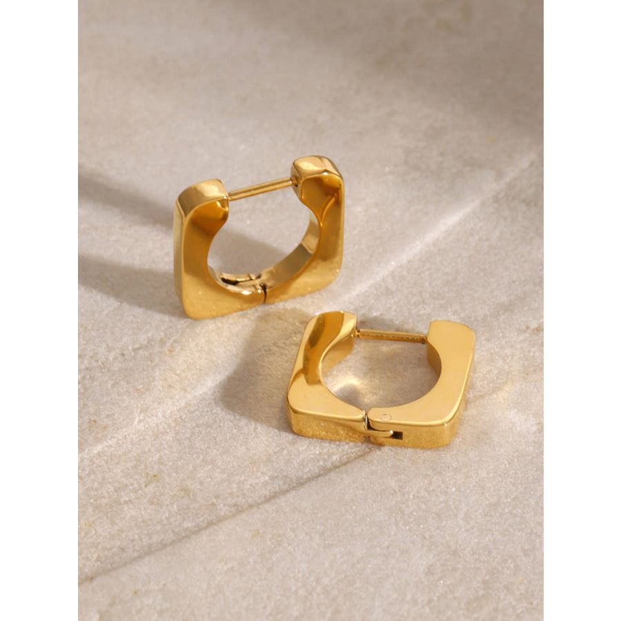 18K Gold-Plated Stainless Steel Square Earrings Gold / One Size Apparel and Accessories