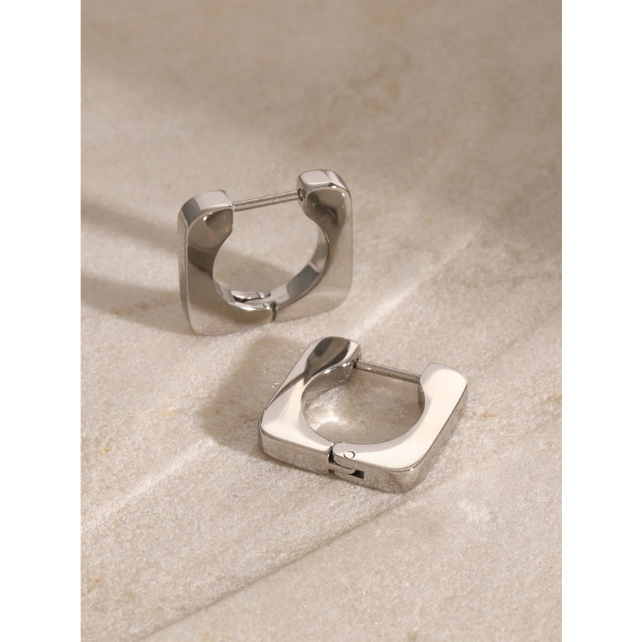 18K Gold-Plated Stainless Steel Square Earrings Silver / One Size Apparel and Accessories