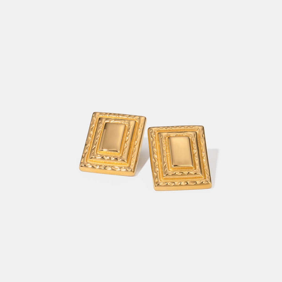 18K Gold-Plated Stainless Steel Square Shape Earrings Gold / One Size Apparel and Accessories