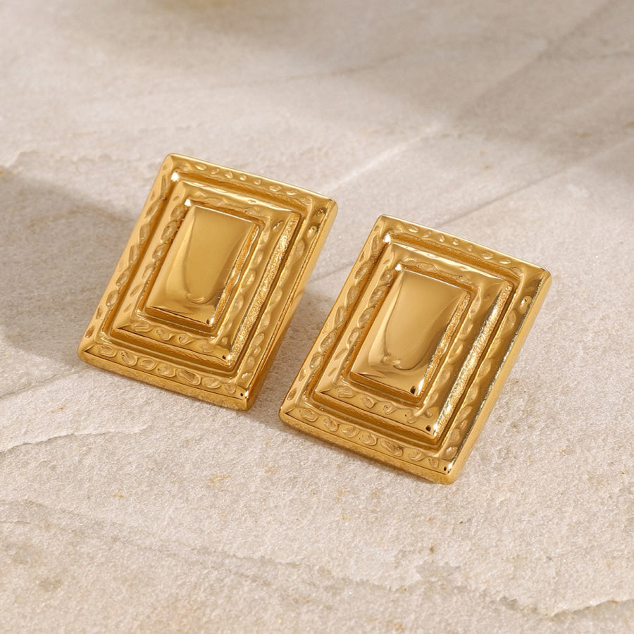 18K Gold-Plated Stainless Steel Square Shape Earrings Gold / One Size Apparel and Accessories