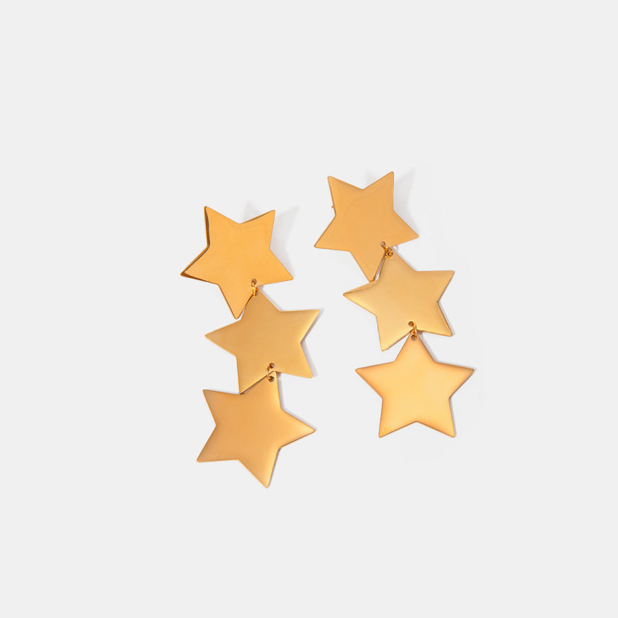 18K Gold-Plated Stainless Steel Star Earrings Gold / One Size Apparel and Accessories