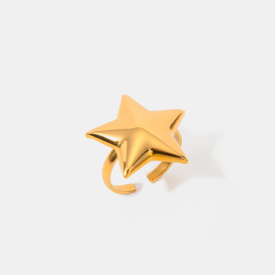 18K Gold-Plated Stainless Steel Star Ring Gold / One Size Apparel and Accessories