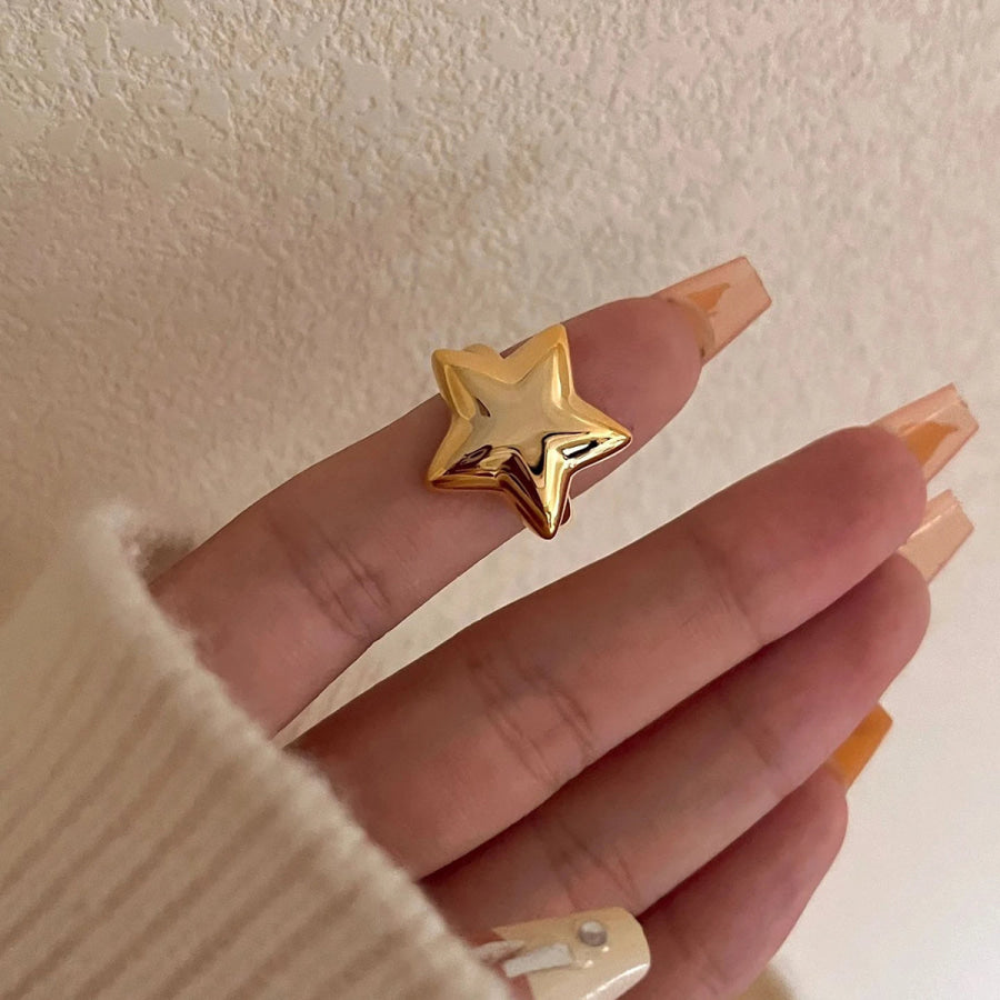 18K Gold-Plated Stainless Steel Star Ring Gold / One Size Apparel and Accessories