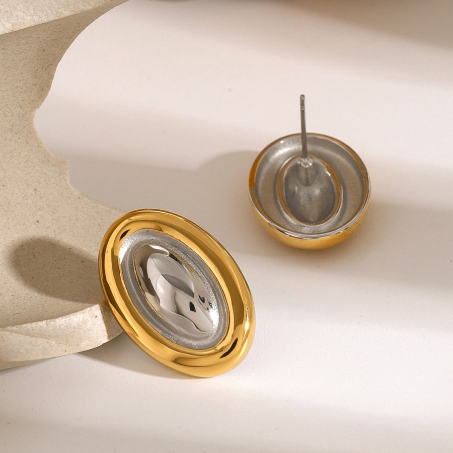 18K Gold-Plated Stainless Steel Stud Earring Gold / One Size Apparel and Accessories