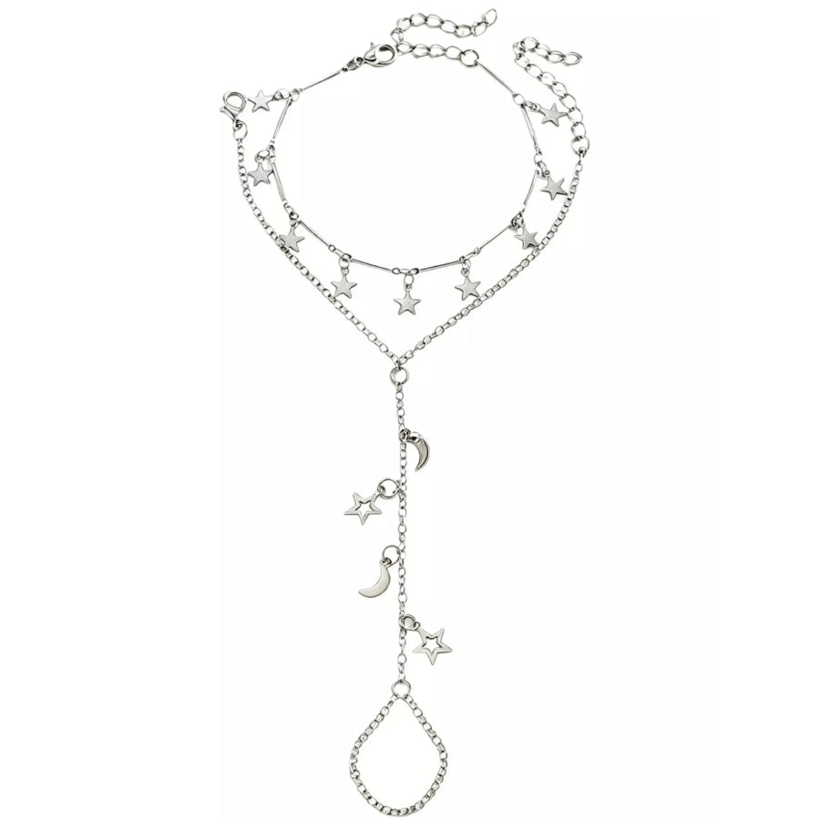 18K Gold-Plated Star and Moon Hand Chain Bracelet Apparel Accessories
