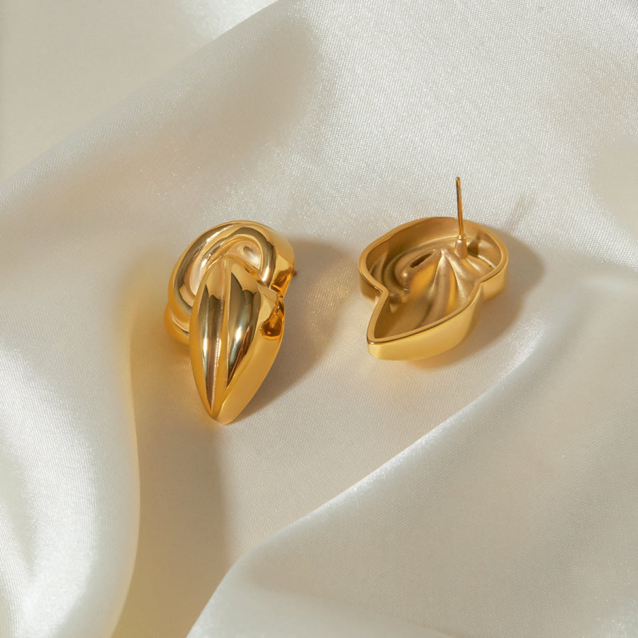 18K Gold-Plated Stud Earrings Gold / One Size Apparel and Accessories