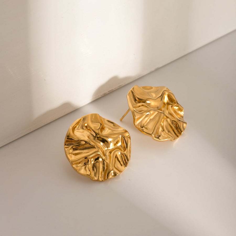 18K Gold-Plated Stud Earrings Gold / One Size Apparel and Accessories