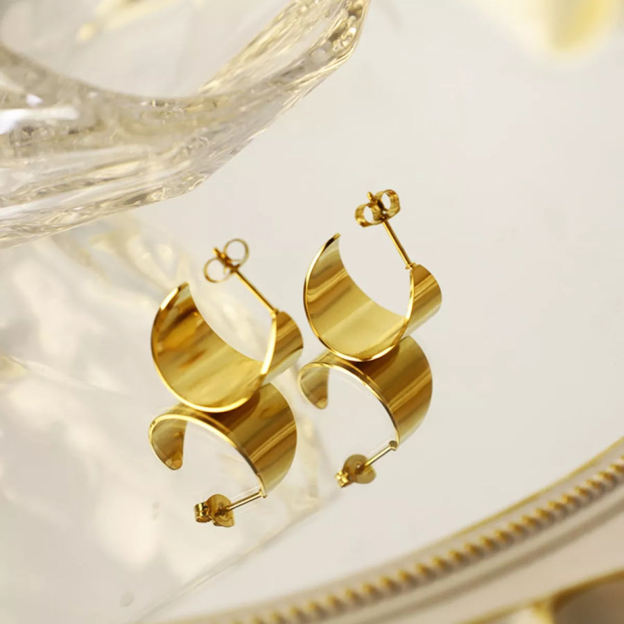 18K Gold-Plated Stud Earrings Gold / onesize Apparel and Accessories