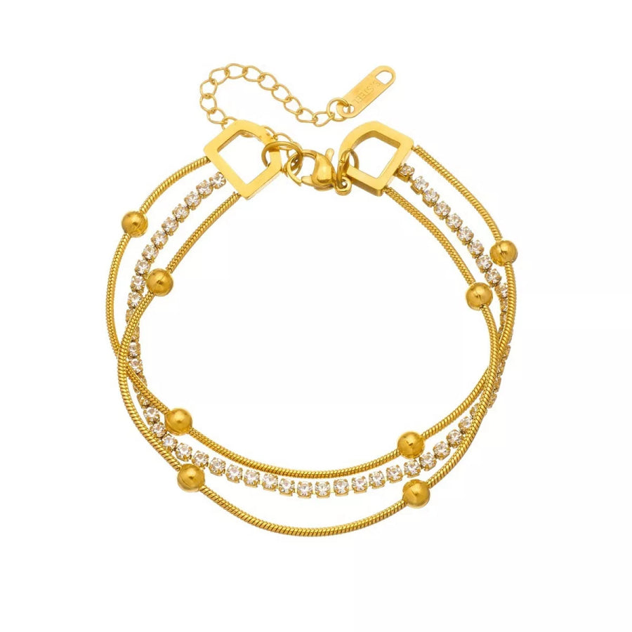 18K Gold-Plated Three Layered Bracelet Gold / onesize Apparel and Accessories