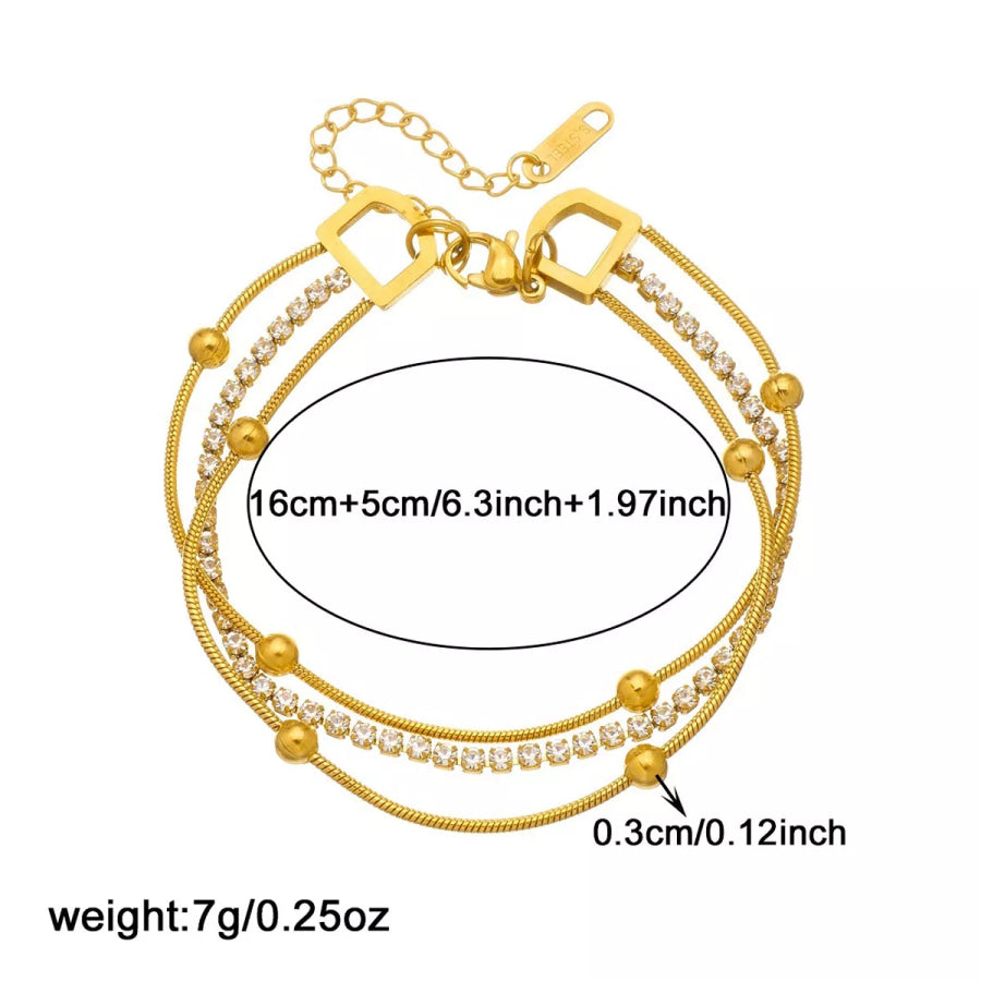18K Gold-Plated Three Layered Bracelet Gold / onesize Apparel and Accessories