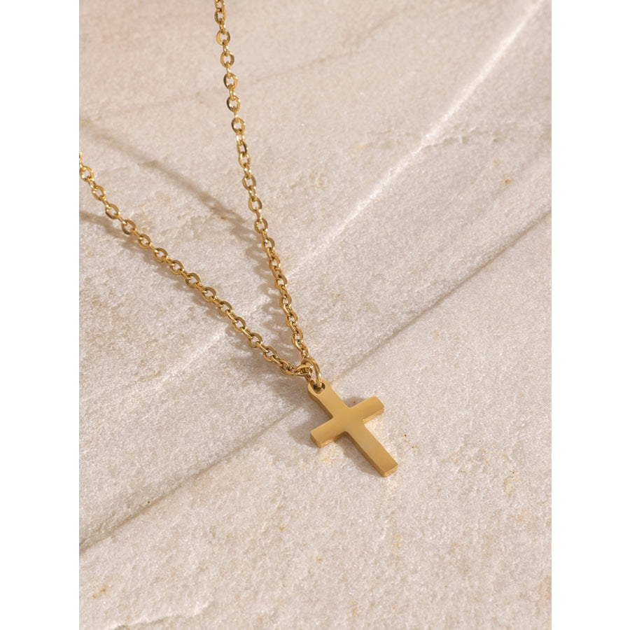 18K Gold-Plated Three-Layered Cross Necklace Gold / One Size Apparel and Accessories