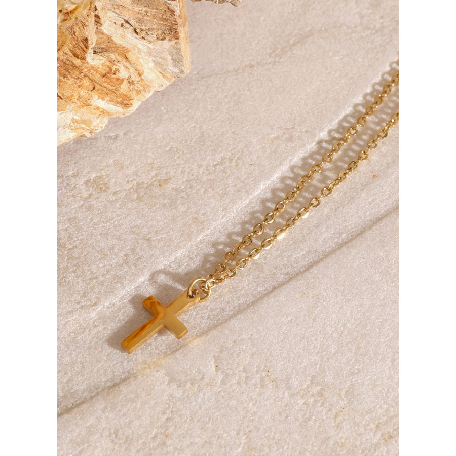 18K Gold-Plated Three-Layered Cross Necklace Gold / One Size Apparel and Accessories