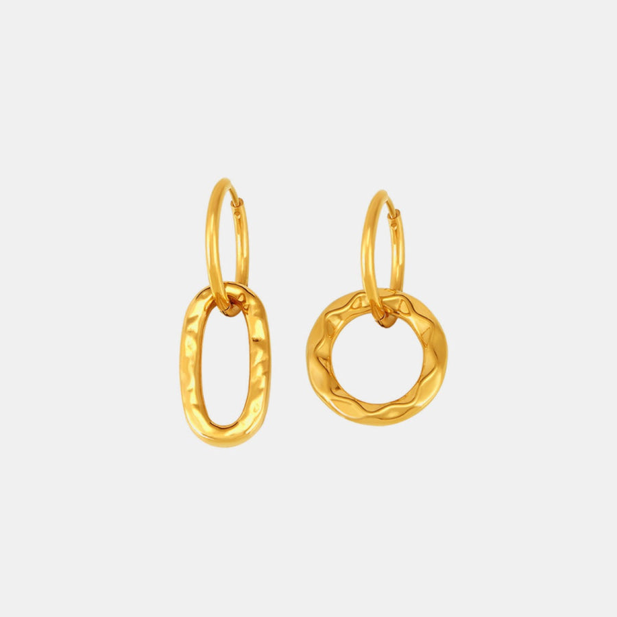 18K Gold-Plated Titanium Steel Annulus Earrings Gold / One Size Apparel and Accessories