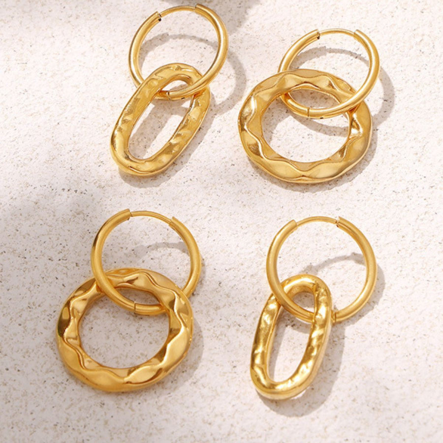 18K Gold-Plated Titanium Steel Annulus Earrings Gold / One Size Apparel and Accessories