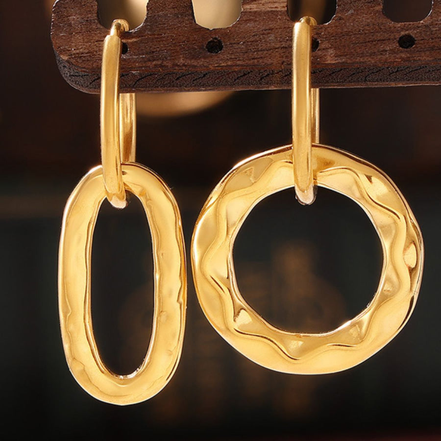 18K Gold-Plated Titanium Steel Annulus Earrings Gold / One Size Apparel and Accessories