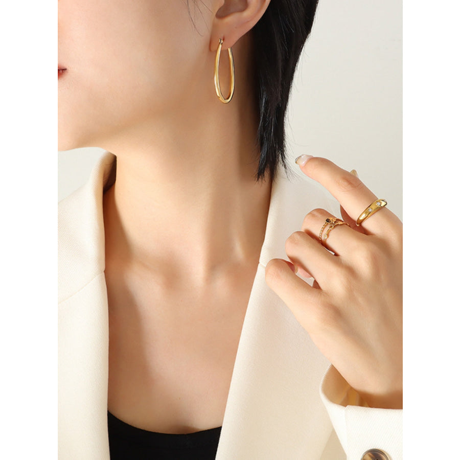 18K Gold-Plated Titanium Steel Earrings Gold / One Size Apparel and Accessories