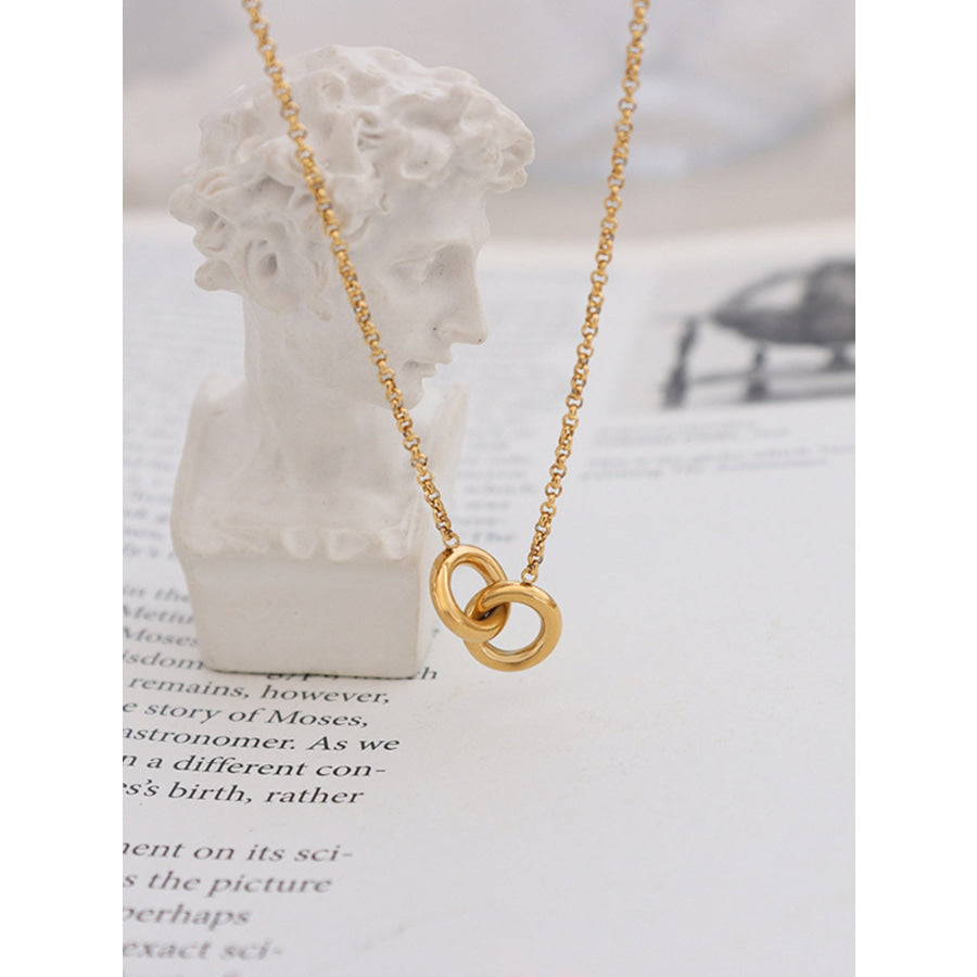 18K Gold-Plated Titanium Steel Hoop Pendant Necklace Gold / One Size Apparel and Accessories