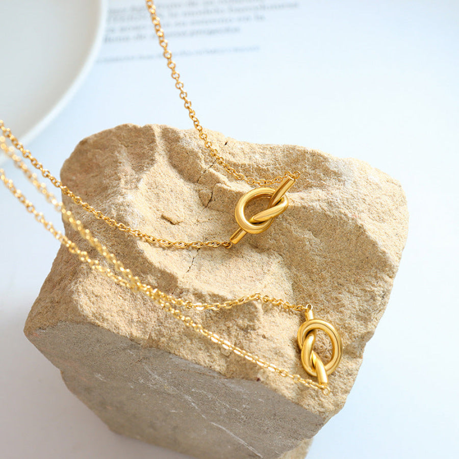 18K Gold-Plated Titanium Steel Knot Necklace Gold / One Size Apparel and Accessories