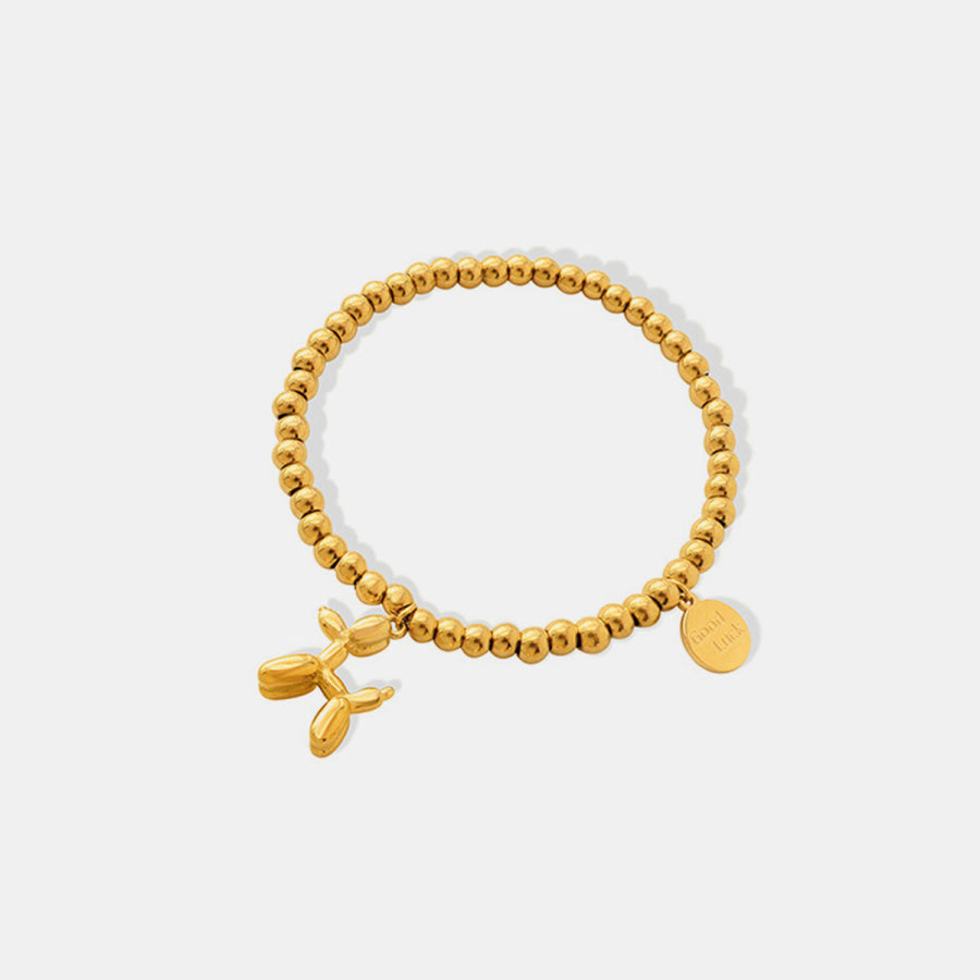 18K Gold - Plated Titanium Steel Puppy Shape Charm Bracelet Gold / One Size Apparel and Accessories