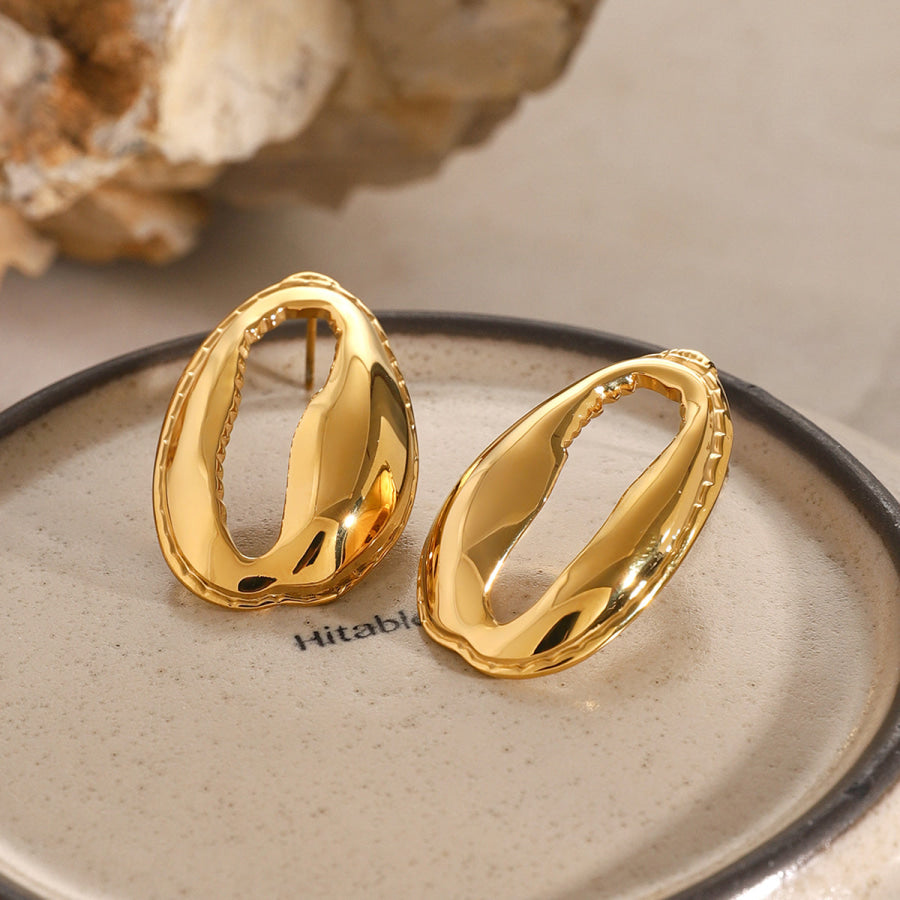 18K Gold-Plated Tooth Shell Earrings Gold / One Size Apparel and Accessories