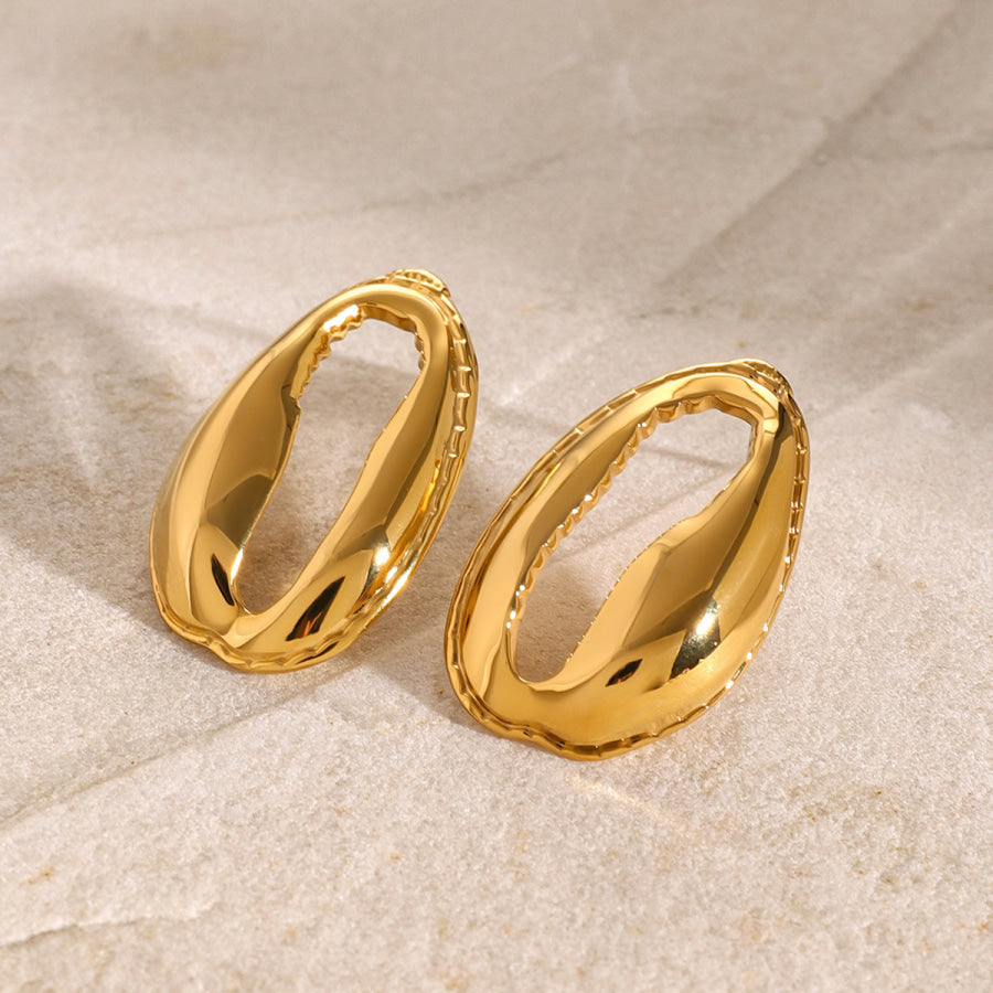 18K Gold-Plated Tooth Shell Earrings Gold / One Size Apparel and Accessories