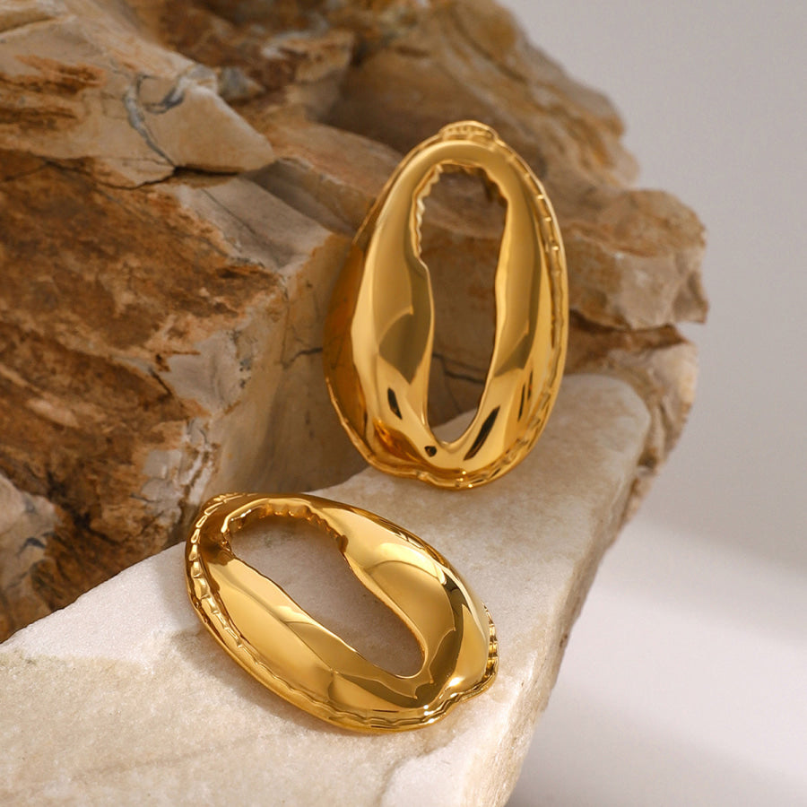 18K Gold-Plated Tooth Shell Earrings Gold / One Size Apparel and Accessories