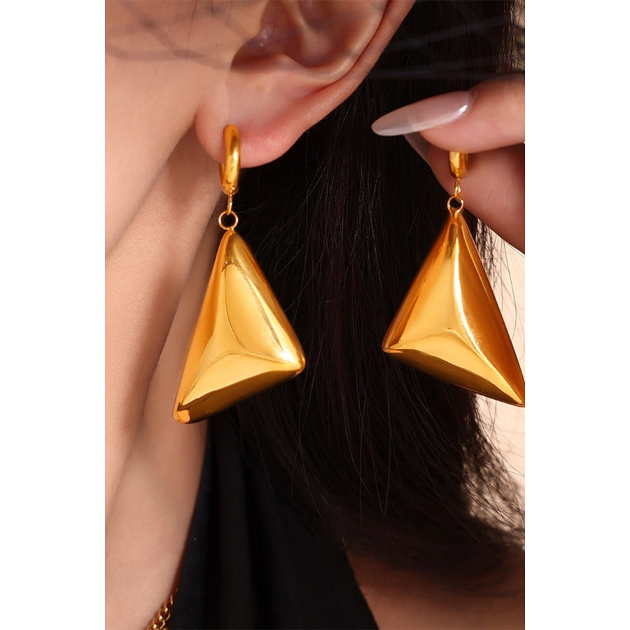 18K Gold-Plated Triangle Dangle Earrings Gold / One Size Apparel and Accessories