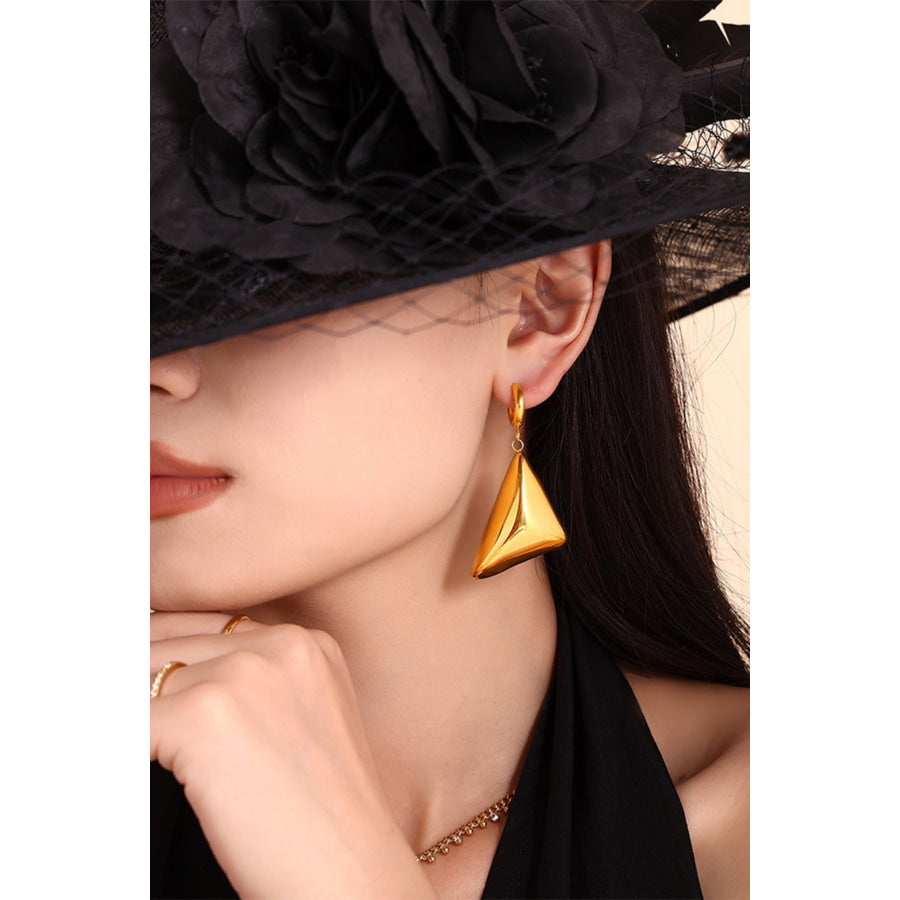 18K Gold-Plated Triangle Dangle Earrings Gold / One Size Apparel and Accessories