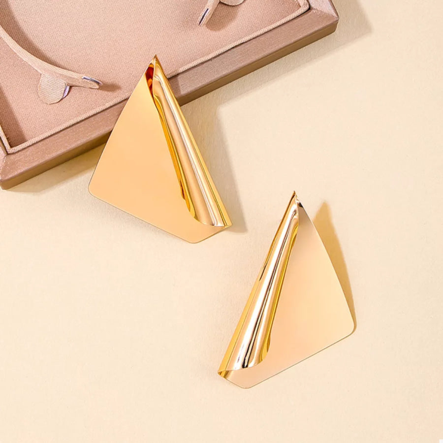 18K Gold-Plated Triangle Earrings Gold / One Size Apparel and Accessories
