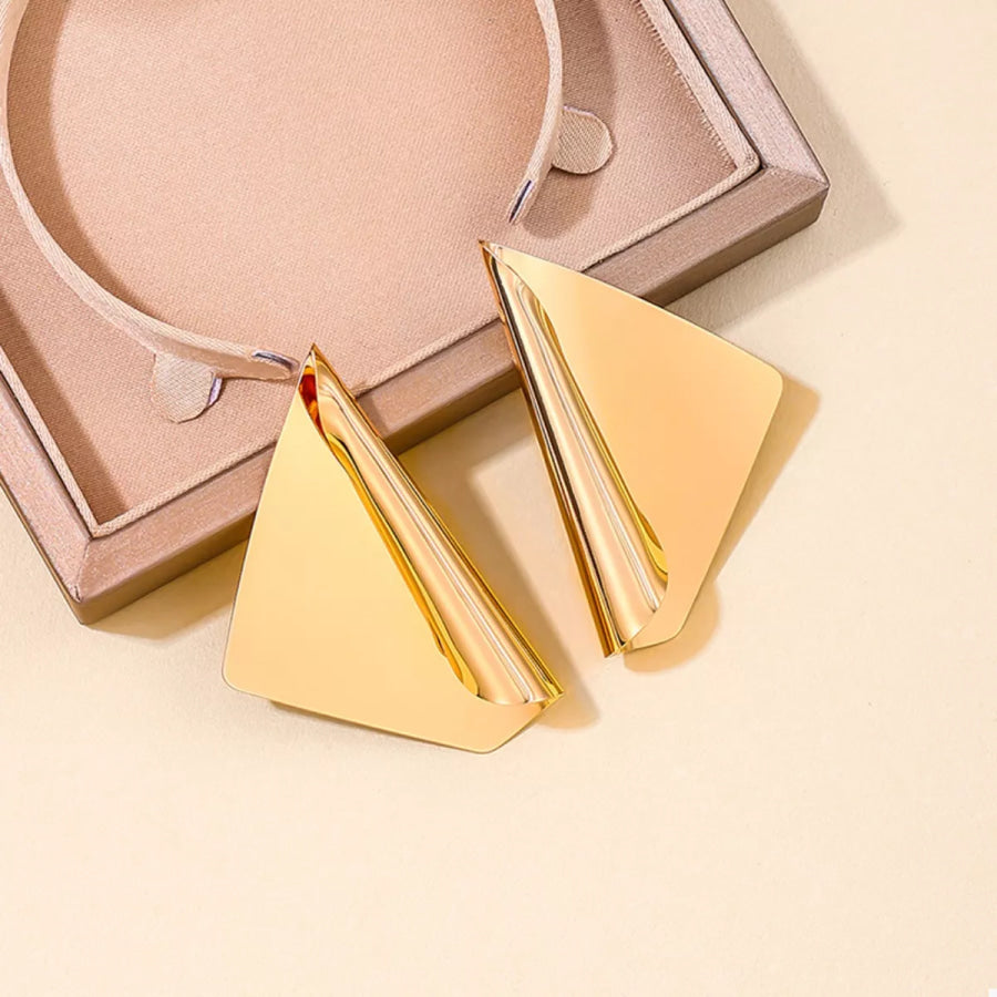 18K Gold-Plated Triangle Earrings Gold / One Size Apparel and Accessories
