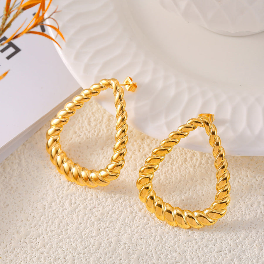 18K Gold-Plated Twisted Earrings Gold / One Size Apparel and Accessories