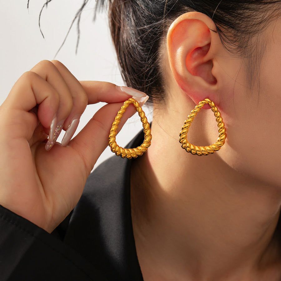 18K Gold-Plated Twisted Earrings Gold / One Size Apparel and Accessories