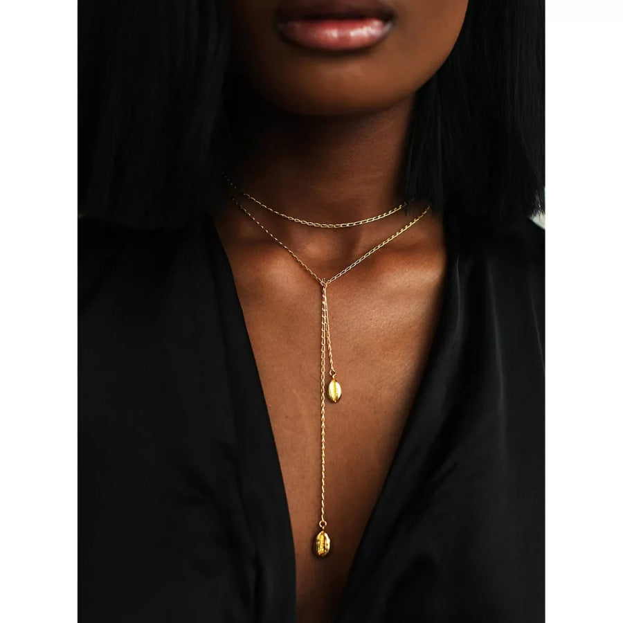18K Gold-Plated Y-Shaped Necklace Gold / onesize Apparel and Accessories