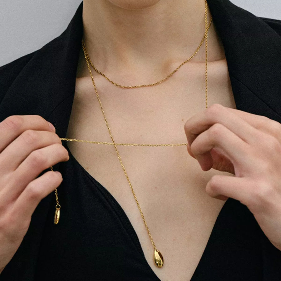 18K Gold-Plated Y-Shaped Necklace Gold / onesize Apparel and Accessories