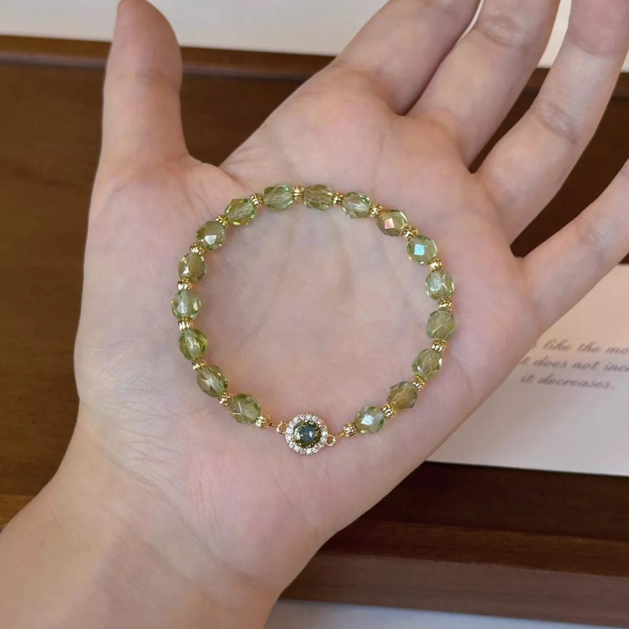 18K Gold-Plated Zircon Bead Bracelet Sage / One Size Apparel and Accessories