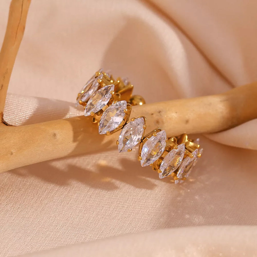 18K Gold-Plated Zircon Bracelet and Ring Jewelry Set Gold / onesize Apparel Accessories