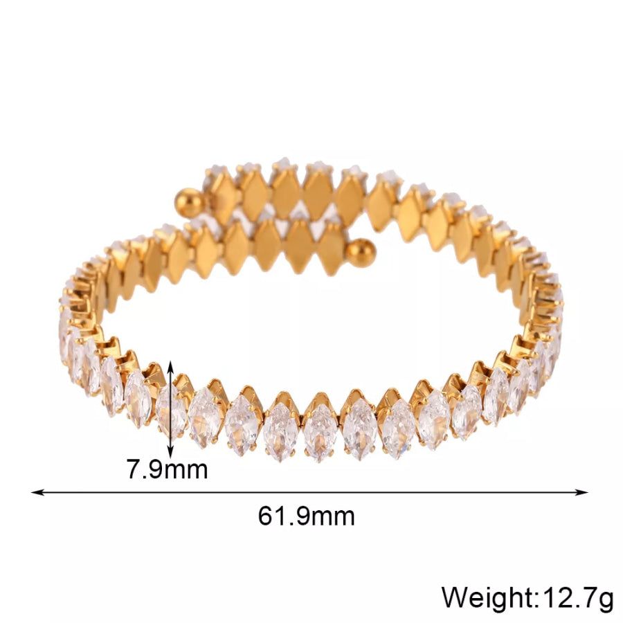 18K Gold-Plated Zircon Bracelet and Ring Jewelry Set Gold / onesize Apparel Accessories