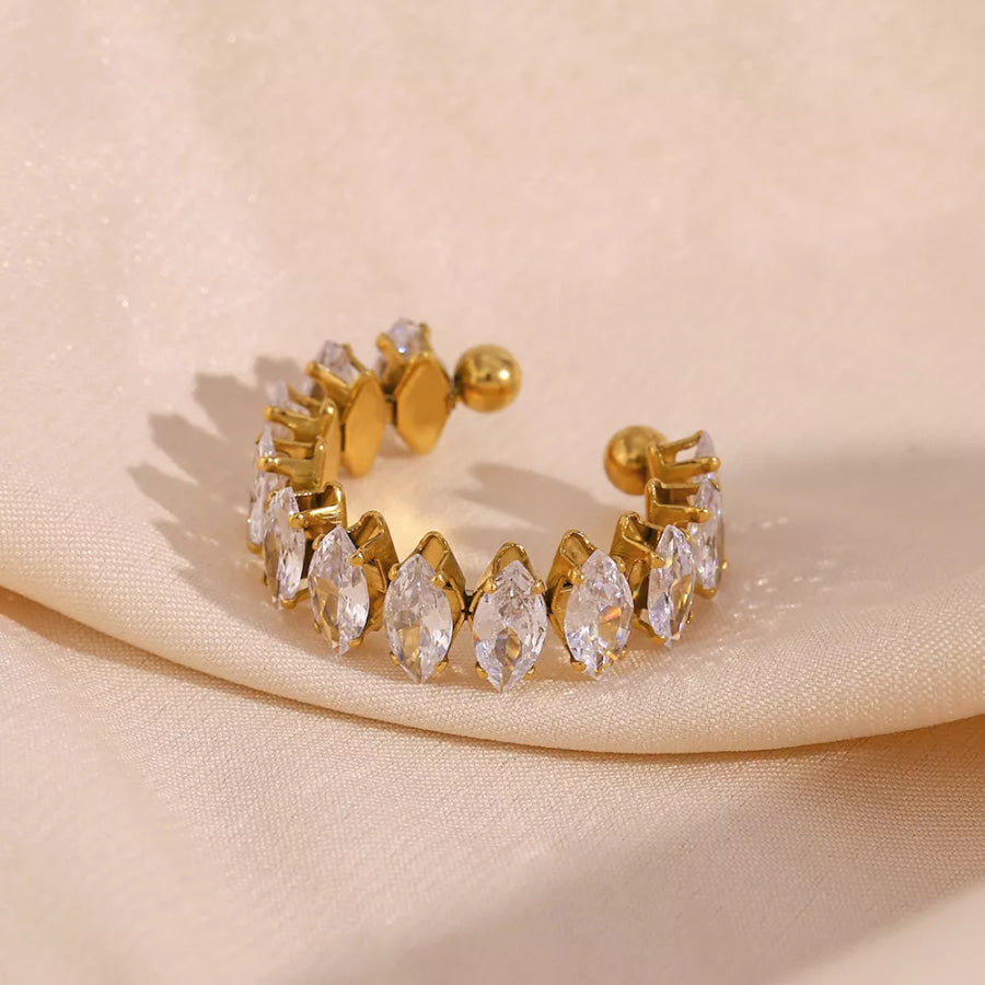 18K Gold-Plated Zircon Bracelet and Ring Jewelry Set Gold / onesize Apparel Accessories