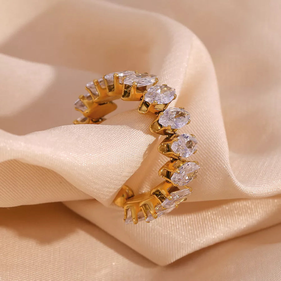 18K Gold-Plated Zircon Bracelet and Ring Jewelry Set Gold / onesize Apparel Accessories