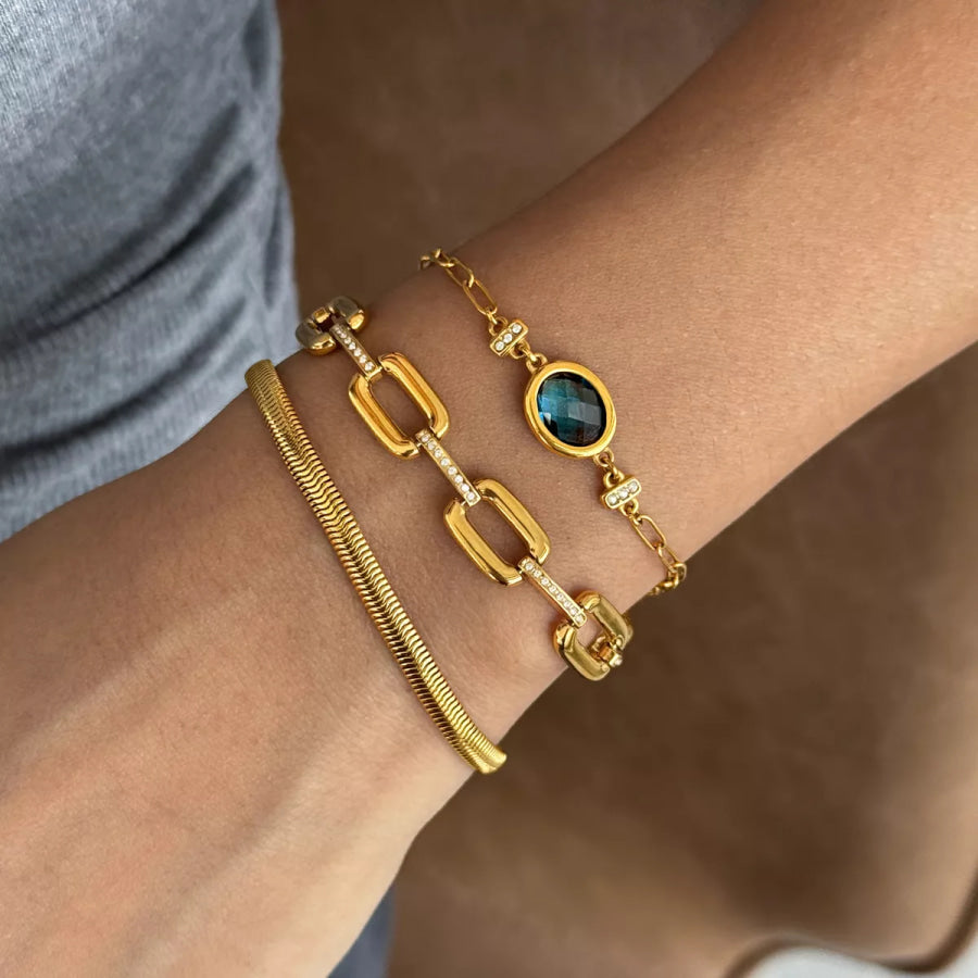 18K Gold-Plated Zircon Bracelet Gold / onesize Apparel and Accessories