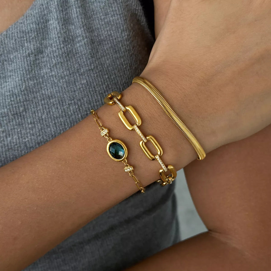 18K Gold-Plated Zircon Bracelet Gold / onesize Apparel and Accessories