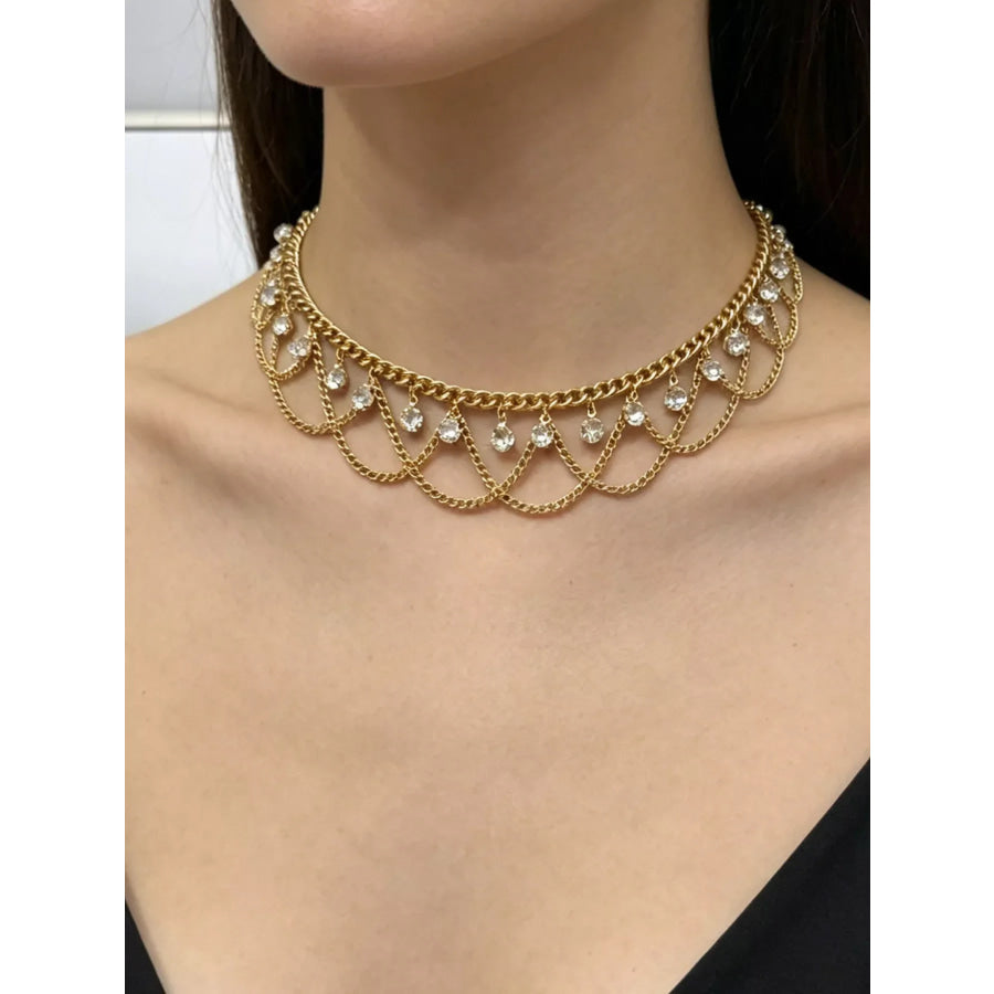 18K Gold-Plated Zircon Chain Necklace Apparel and Accessories