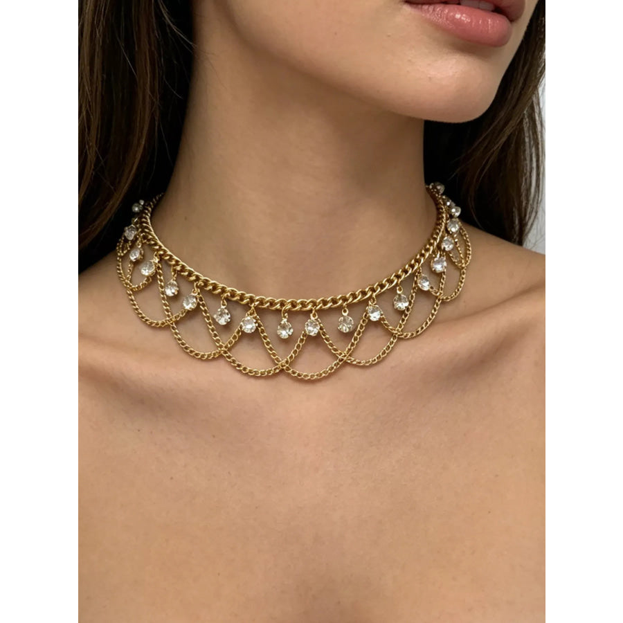 18K Gold-Plated Zircon Chain Necklace Apparel and Accessories