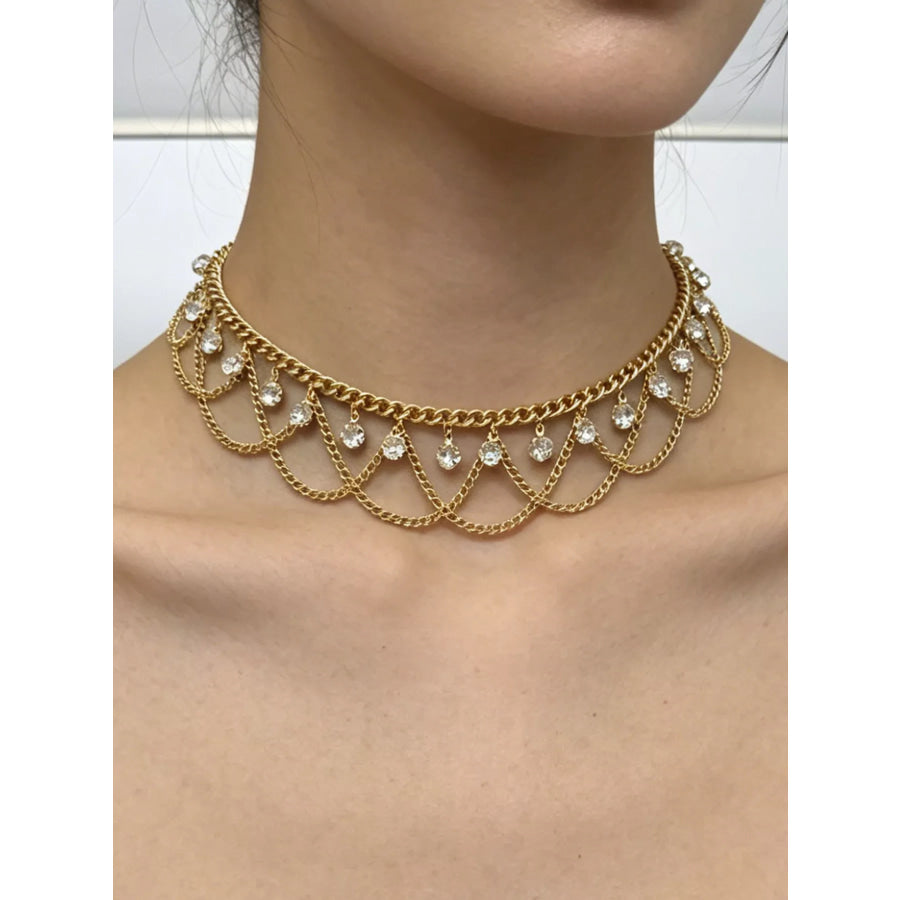 18K Gold-Plated Zircon Chain Necklace Apparel and Accessories