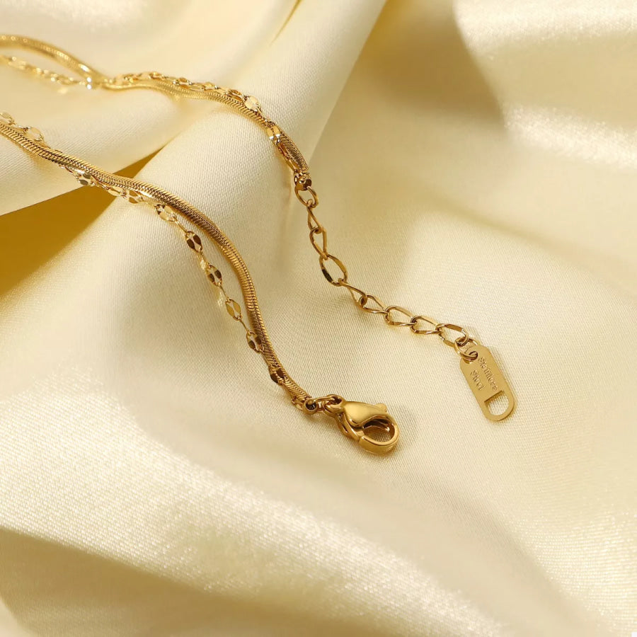 18K Gold-Plated Zircon Double Layered Bracelet Gold / One Size Apparel and Accessories
